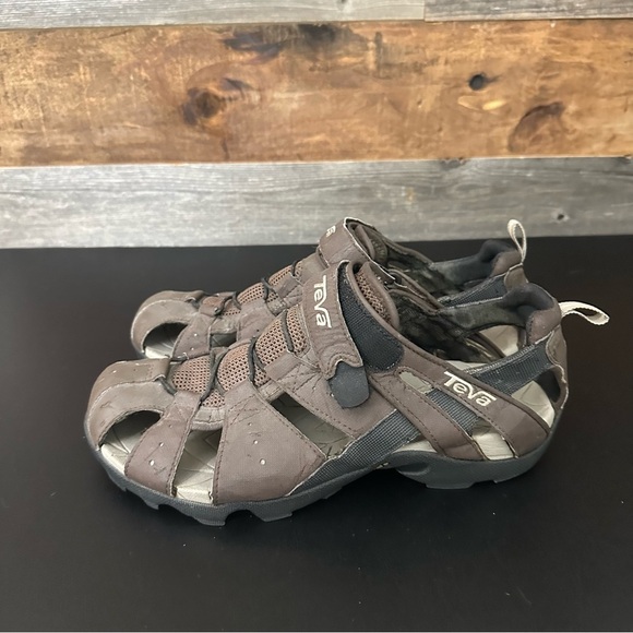Teva Deacon Fisherman Sandal Men's 10 Brown Hook & Loop Mesh Water Resistant - Picture 2 of 9